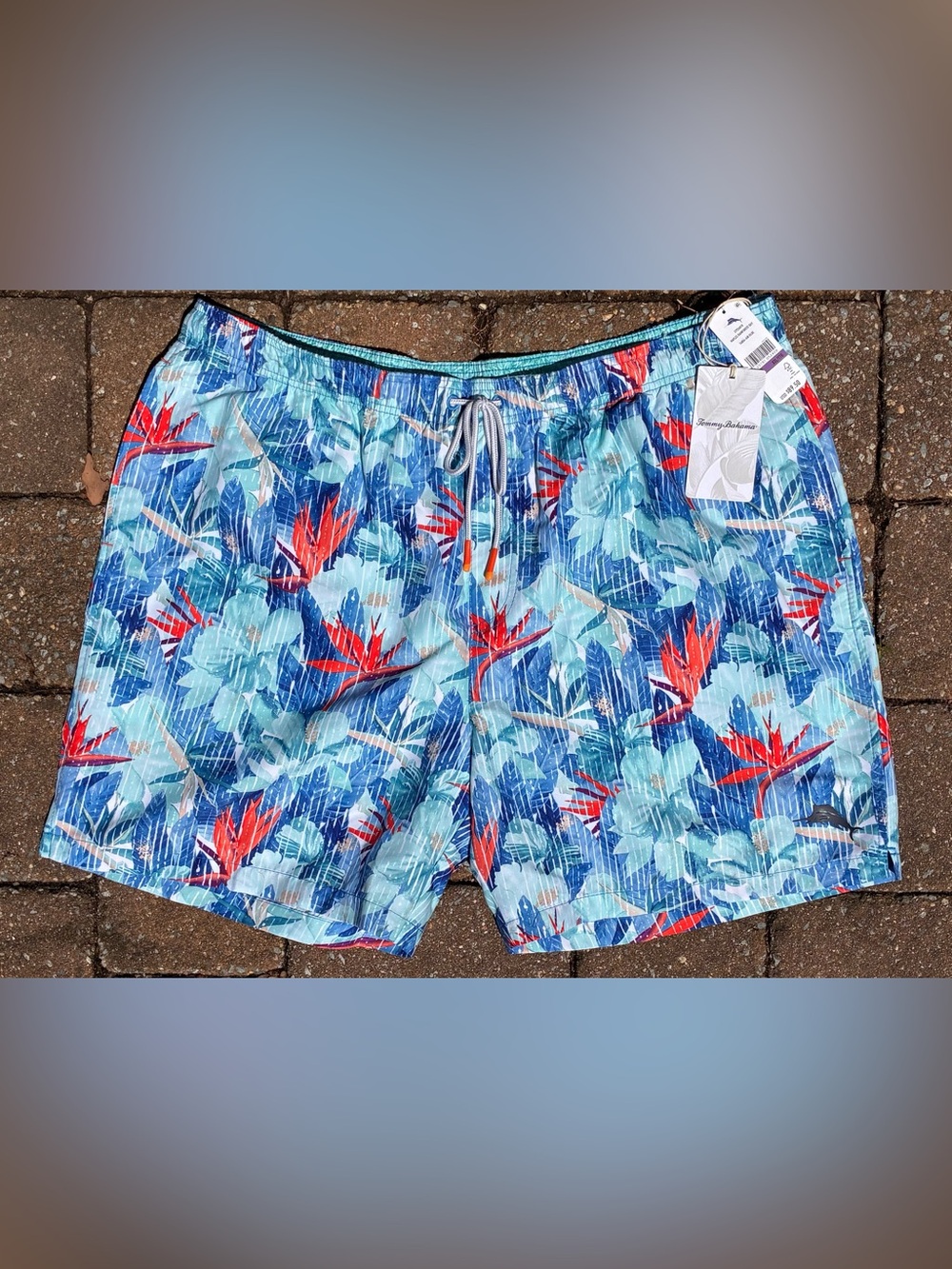 NEW Tommy Bahama Men's 2XL - XXL  Naples Rainforest Bay Swim Trunks Shorts Blue